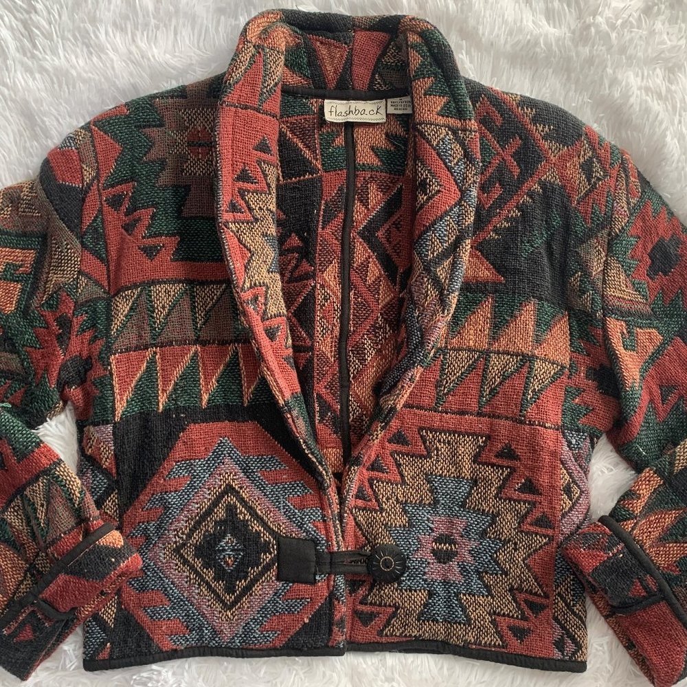 VTG Flashback Aztec Blanket Style Blazer Sz M